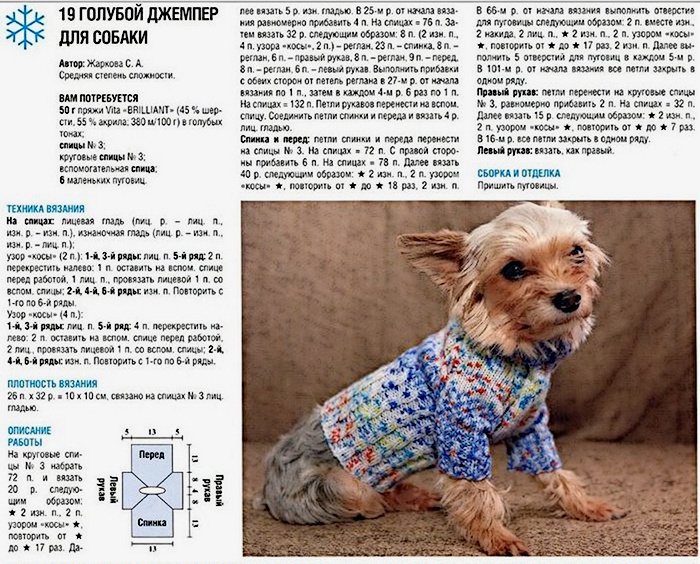 Вязаная одежда для маленьких собак схемы вязание