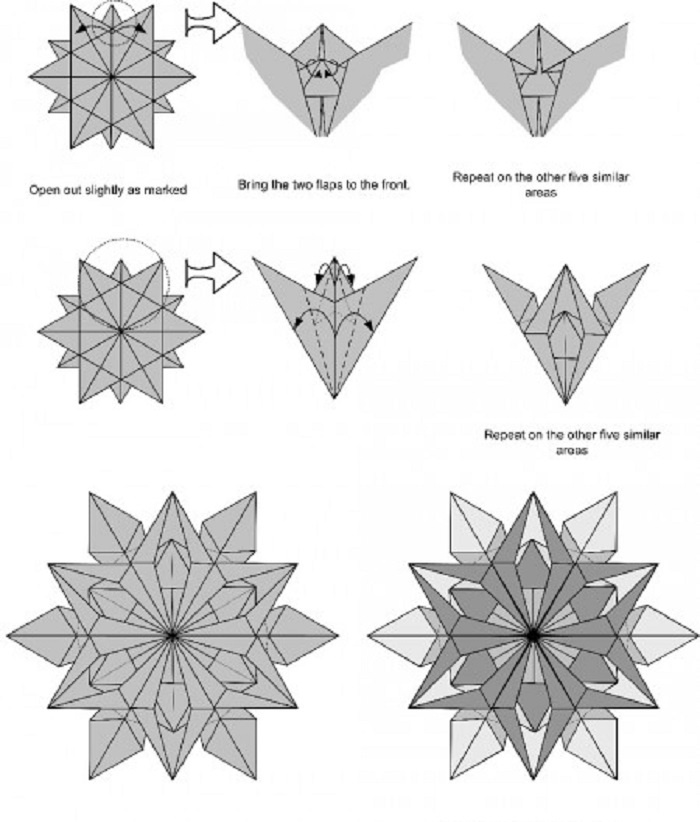 Схема для снежинки оригами
