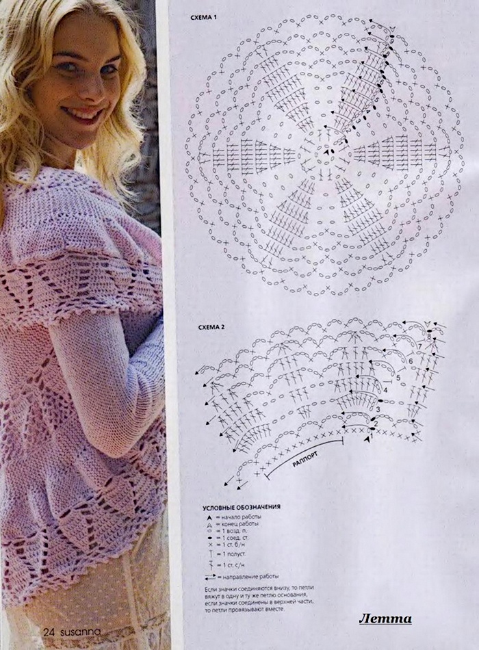 Схема вязания крючком модного жакета для женщин