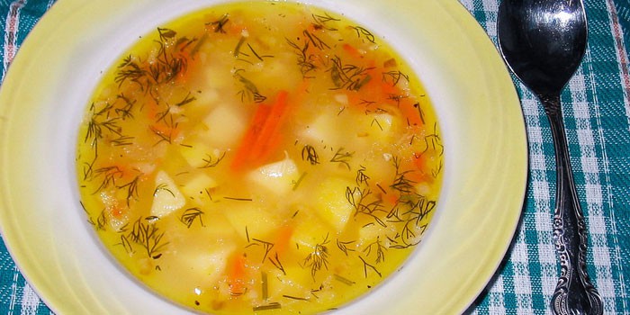 Постный овощной суп с рисом