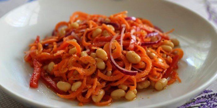 Салат с фасолью морковью